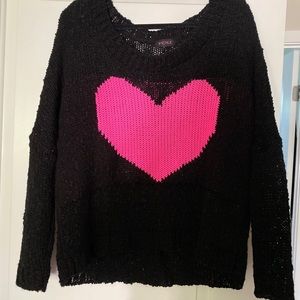 LF “You” Black knit Sweater with Pink Heart